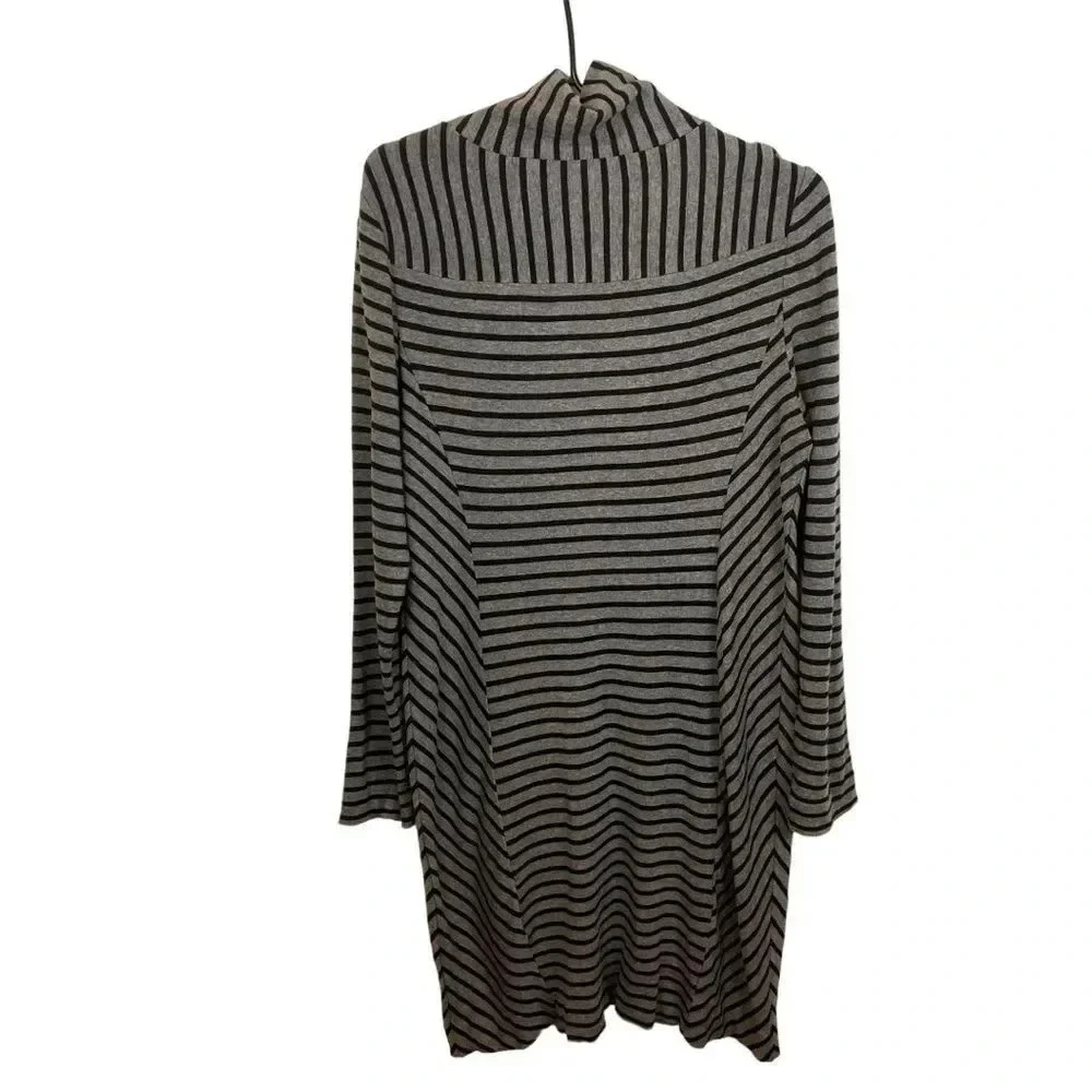 Tory Burch Gray Black Striped Mock Neck Long Sleeve Sweater Dress 30142482